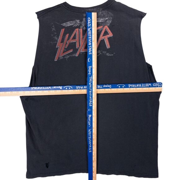 Vintage 90s Slayer Skull Metal Band T Shirt Double Sided XL Faded Black 1997 - Picture 2 of 14